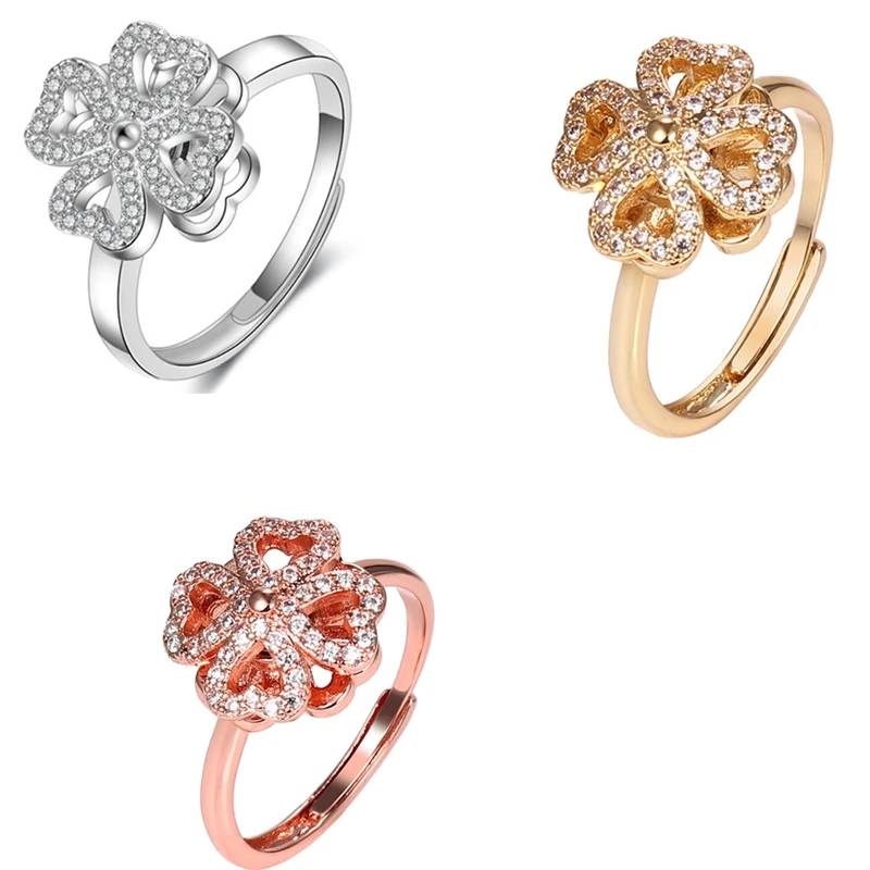 

S925 Sterling Silver Color Rotatable Opening Rings For Women Girl Multiple Style Lady Prevent Allergy Jewelry Ornament