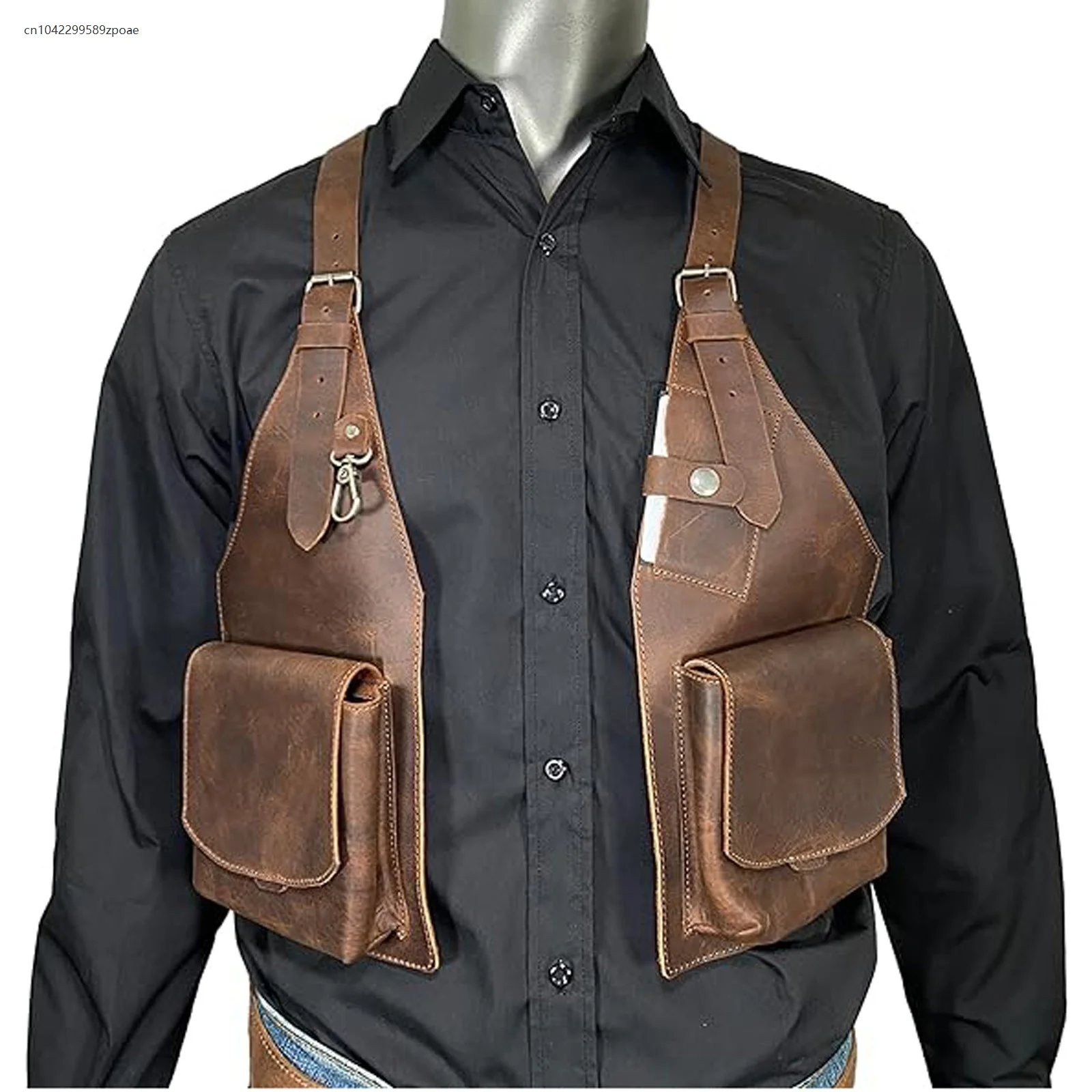 Schouderharnas Vrouwen Pirate Knight Cosplay Middeleeuwse Steampunk Retro Tas Motorfiets Stijl Vintage Kostuum Lederen Satchel Vest