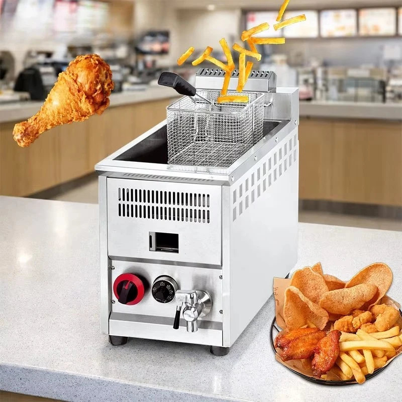Commercial Gas Fryer Single Can Fried Chicken and Chips Restaurant Hotel Household Food Store