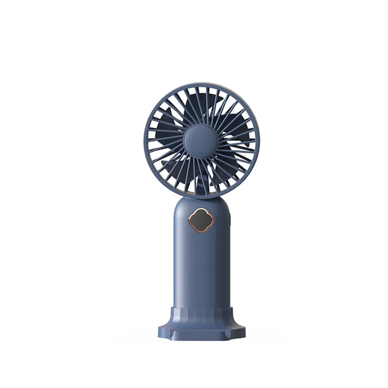 Portable Handheld Fan USB Mini Fan Rechargeable Digital Display Lazy Air Cooler Fan for Outdoor Home Office-Blue