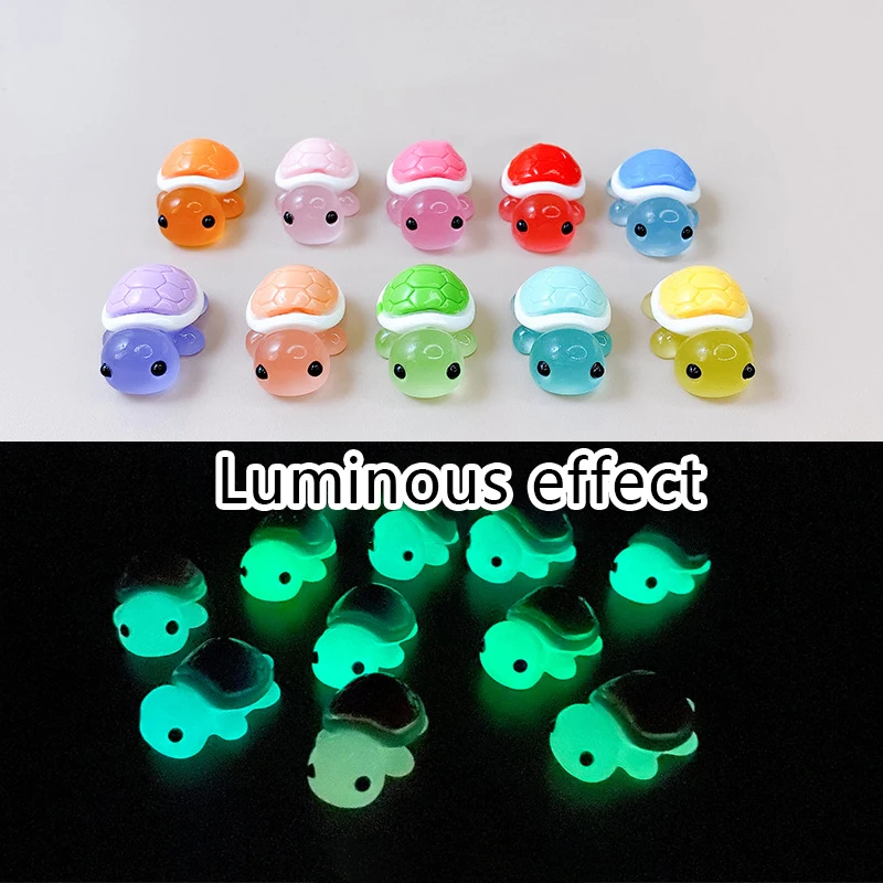 10Pcs Mini Turtles Luminous Ornament Crafts Miniature Figures Tiny Turtles Micro Landscape Home Decoration Accessories Gifts