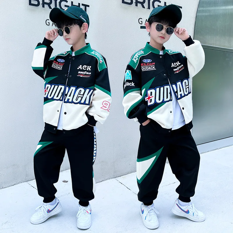 

Boys' Clothes Sets Jacket +Pants 2PCS/Set Cotton 2023 Dazzling Spring Autumn Suit Outfit Plus Size Children Clothing