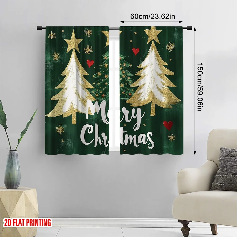 2 قطعة 2D الطباعة المسطحة سعيد عيد القديس باتريك نافذة الستائر عيد ميلاد سعيد شجرة عطلة 100% البوليستر بدون كهرباء