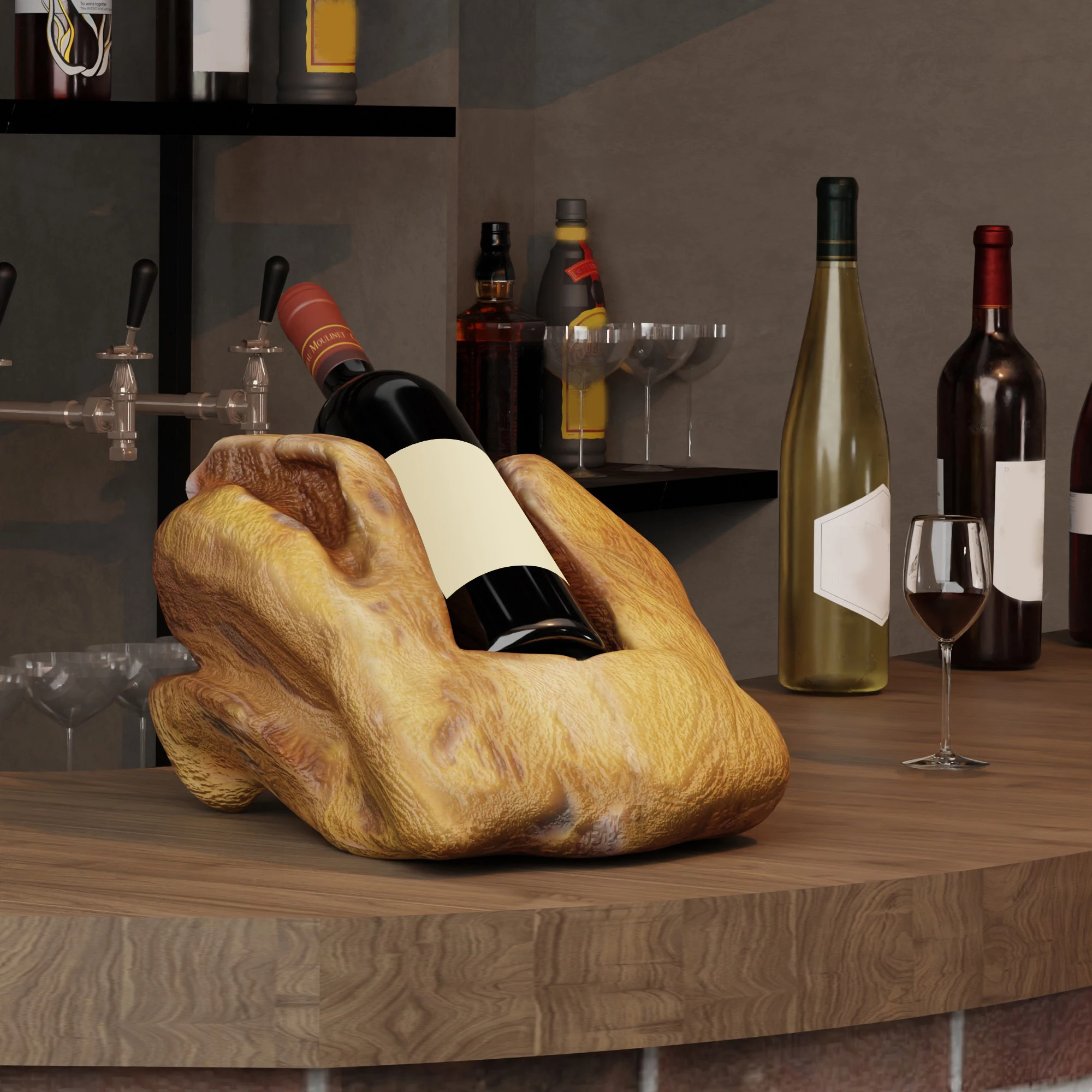 Soporte Para Botellas De Vino De Madera Maciza Vintage Para Bar, Sala De Estar Y Cocina, Material De Madera Natural, Estante Para Una Sola Botella De Vino Irregular — -79%, 190.22€ Coupon, from 49.96€ – 79% descuento – €49.96