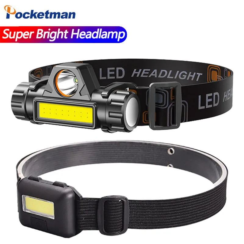 Powerful COB LED Headlamp Camping Headlight Waterproof Head Lamp for Outdoor Lighting Night Running Adventure Hiking Emergency