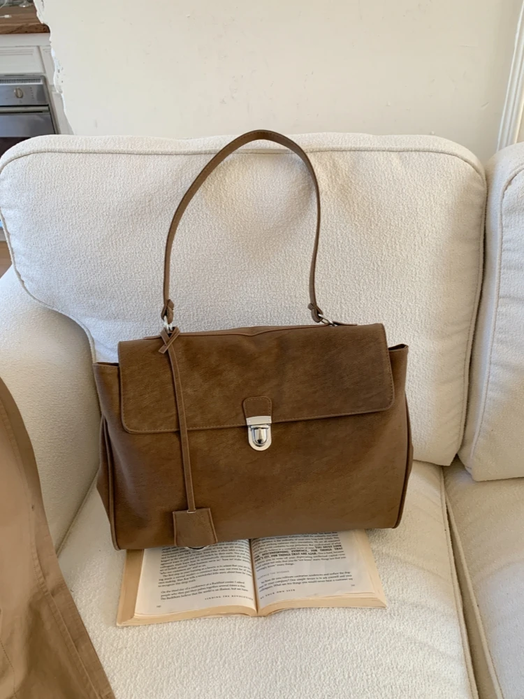 

Большая сумка-тоут в стиле ретро, женская модная повседневная сумка на одно плечо, универсальная сумка подмышки на осень-зиму, Новое поступление