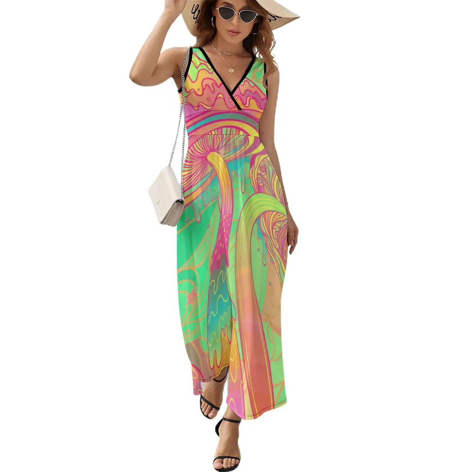 

Trippy Mushroom Dress Aesthetic Bohemia Long Dresses Womens Sexy Custom Maxi Dress Birthday Present