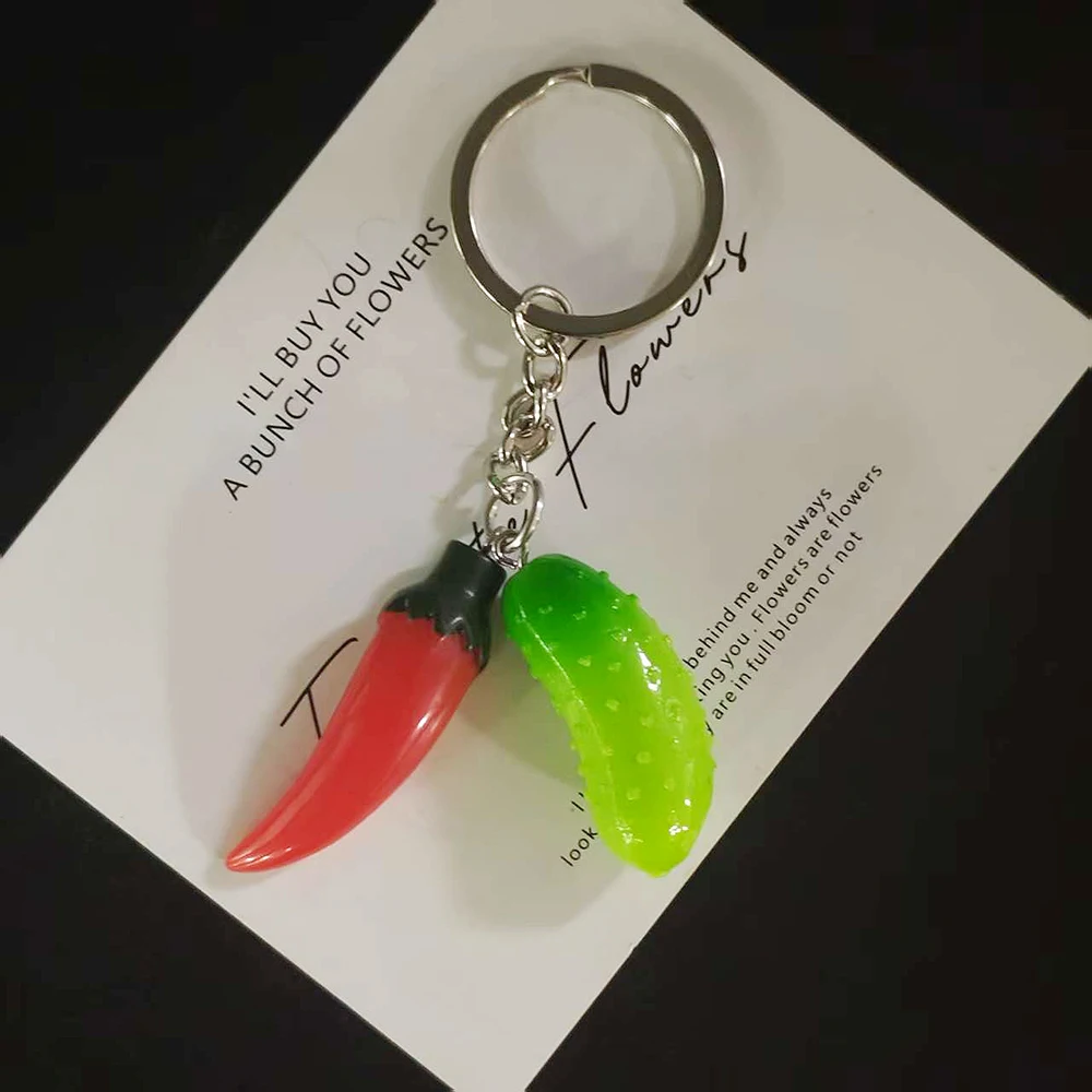 1 قطعة لطيف ثلاثية الأبعاد الراتنج الفلفل الحار الخيار المفاتيح لصديق هدية مقلد الخضروات قلادة حقيبة السيارة حقيبة سماعة الاذن الهاتف الحبل