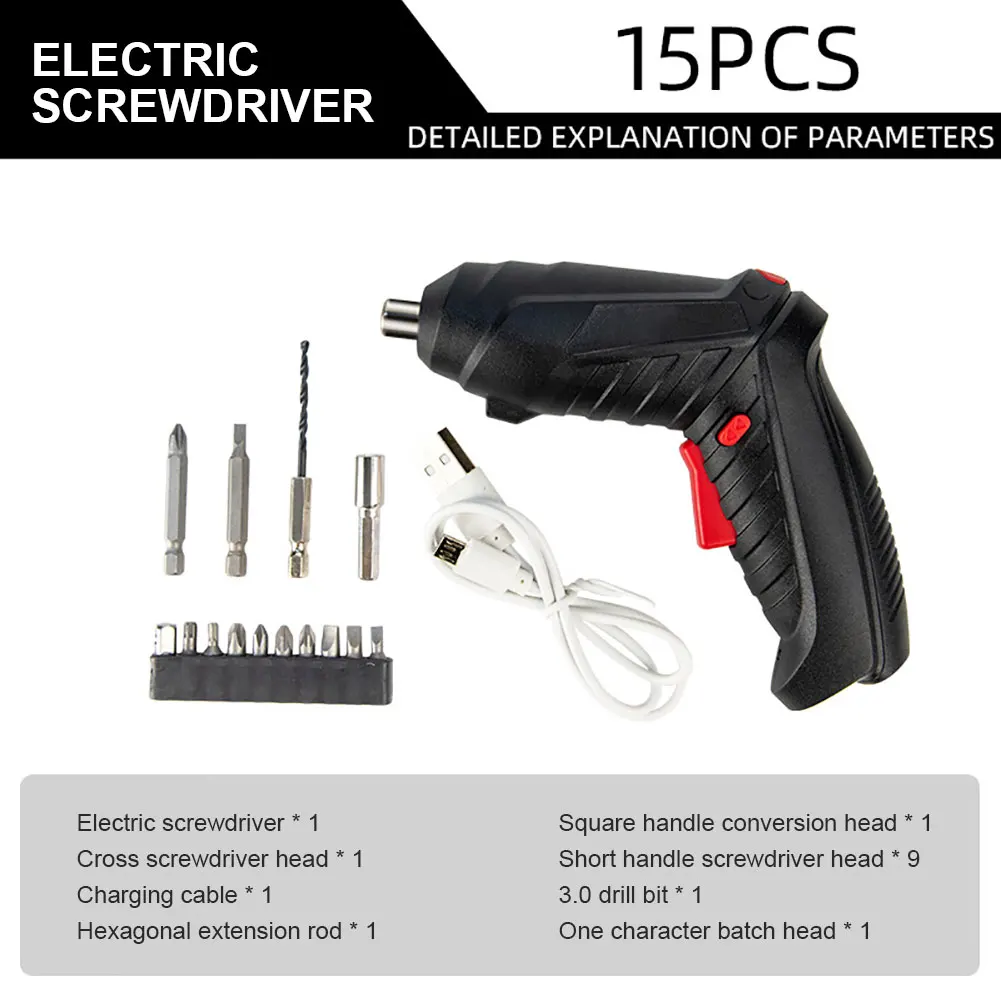 3.6V Electric Screwdriver Rechargeable Cordless Electric Drill Power Tool Set 1800mAh Lithium Battery Mini Household Screwdriver