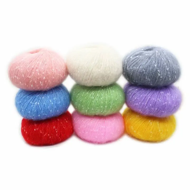 50g/roll Snow Point Mohair Cashmere Knitting Yarn Sequin Wool Yarn Wool Line Baby Scarf Hat Doll Soft Line Crochet Yarn