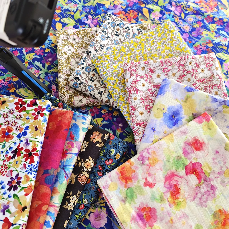 Pure Cotton Floral Printed Cloth, High Quality, Small Flower, Floral, Digital Plain, Dress Style, Shirt Lining Fabric, 140x50cm