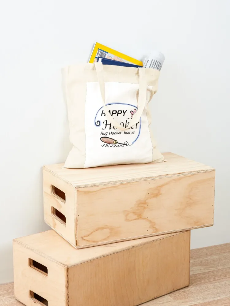 Happy Hooker، Rug Hooker Tote Bag حقيبة تسوق قماشية حقائب نسائية حقائب قماشية حقيبة قماشية