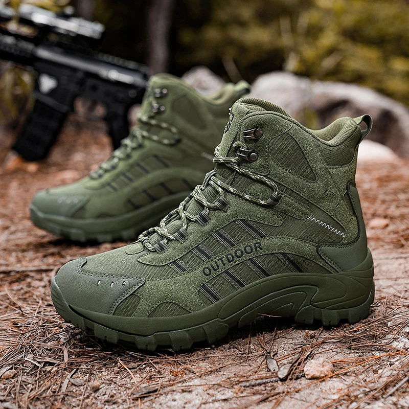 Outdoor Hiking Shoes Men High-top Boots Men Shoes Comfortable Casual Breathable Shoes Men Thick-soled Combat Boots Men