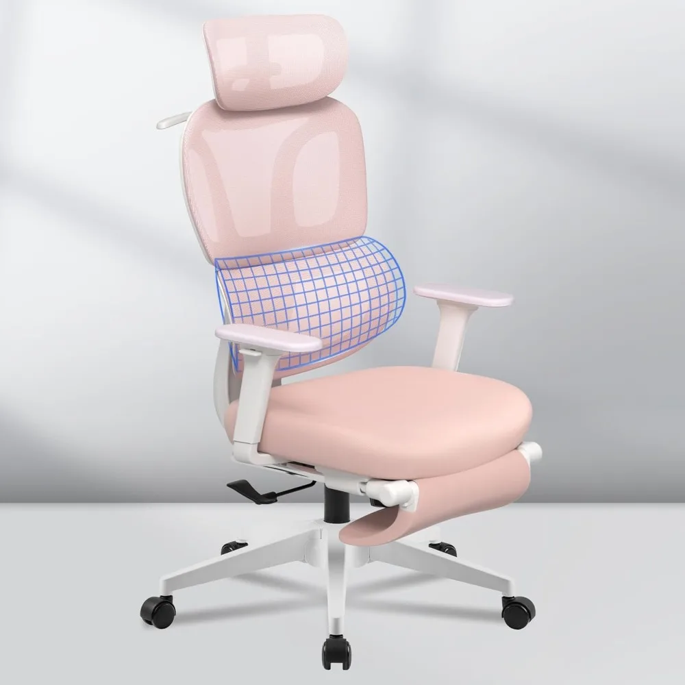 

ErgoX Big and Tall Mesh Office Chair, Computer Desk Adjustable Swivel Chair with Footrest Lumbar Support Headrest and 360°Rotat