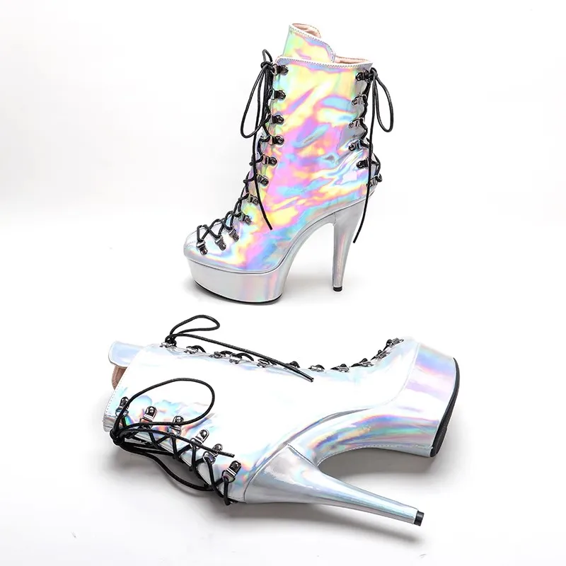 

LAIJIANJINXIA New 15CM/6Inch PU Upper Women's Platform Party High Heels Modern Boots Pole Dance Shoes 008