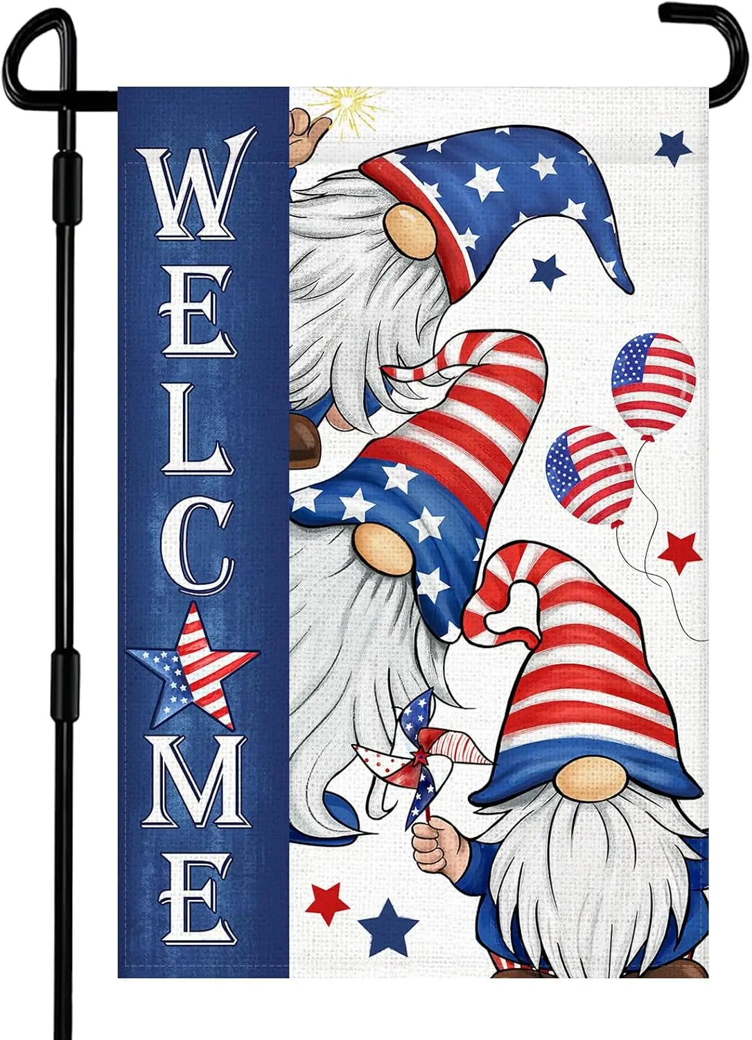 Welcome Patriotic Gnome 4th of July Garden Flag 12x18 Inch Double Sided Memorial Day Independence Day Burlap Garden Flags Po YYQ