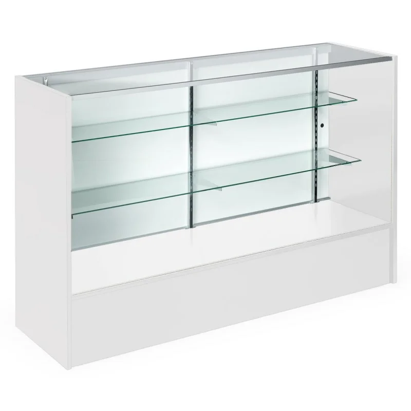 Custom. full glass display showcase 180L * 45W * 100cmh/6 feet tempered glass cabinet with LED lights for shop display sh