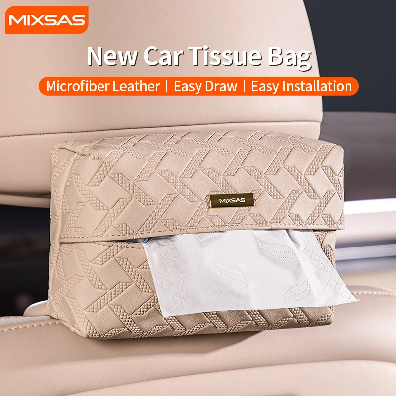 

MIXASA Car Tissue Box Holder Microfiber Leather Car Center Console Armrest Box Waterproof Tissue Storage Case with Fix Strap