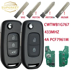 Renault Megane3 Logan2 için SUPERKEY Captur Captur Dacia Duster 4A çip 433MHZ PCF7961M akıllı katlanır araba anahtarı CWTWB1G767