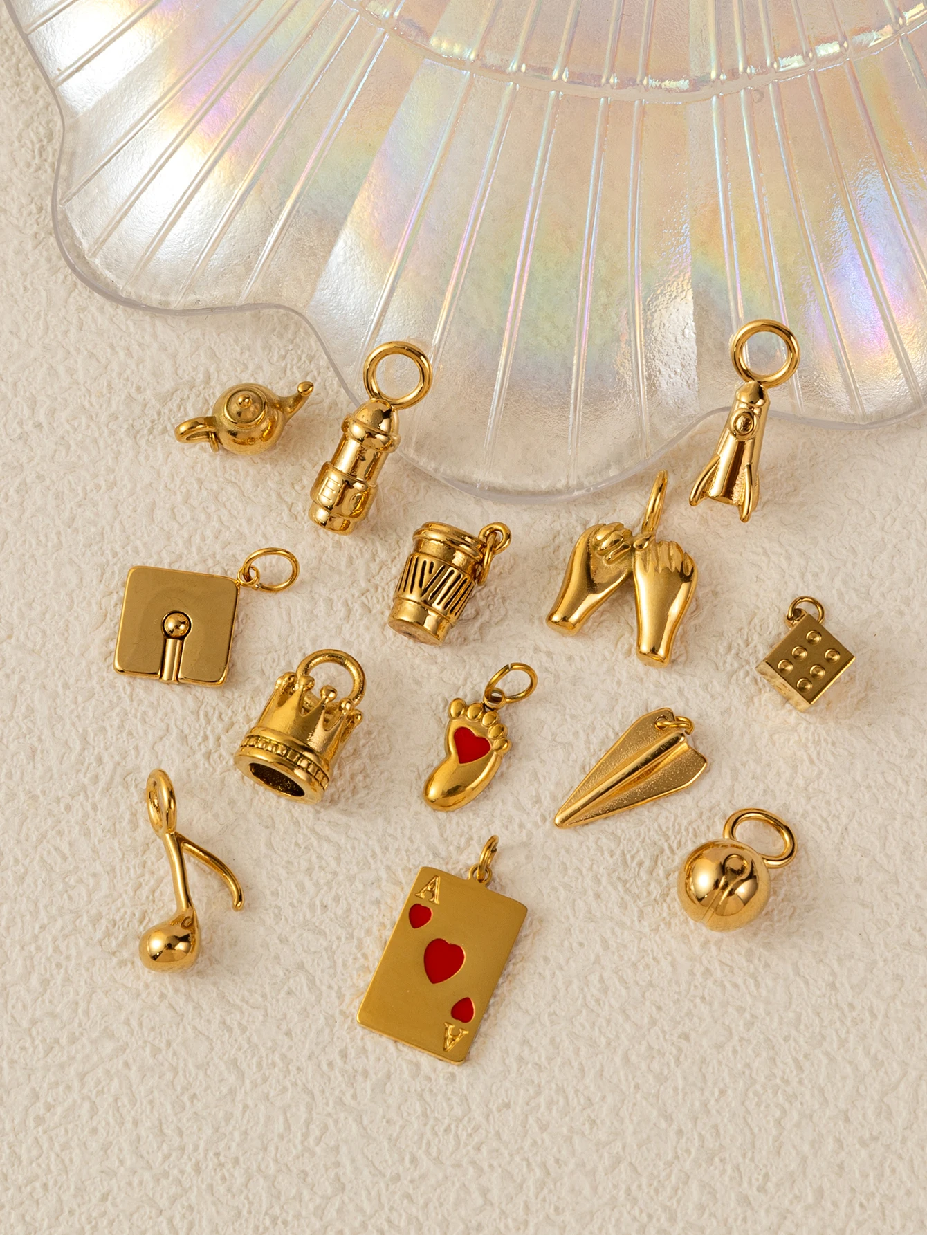 1 Stück Anhänger im Freizeit- und Unterhaltungsstil, Edelstahl mit 18K Gold plattiert, DIY-Schmuckzubehör – Detail 2