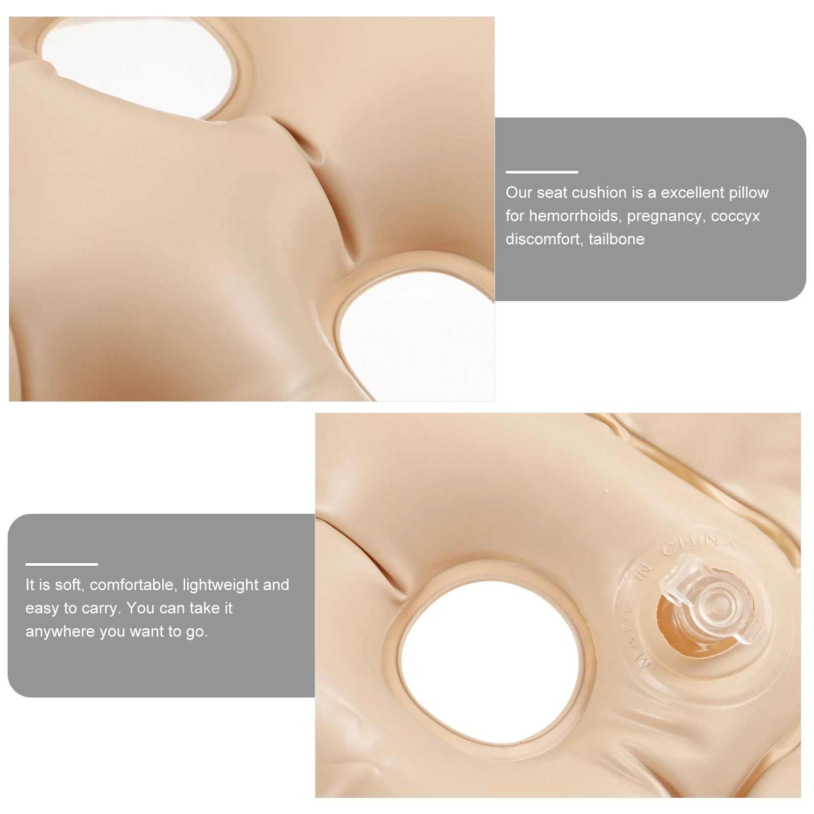 

Inflatable Seat Cushion Hollow Design Lightweight Portable Anti Decubitus Pillow for Hemorrhoids Pregnancy Coccyx Relief Driving