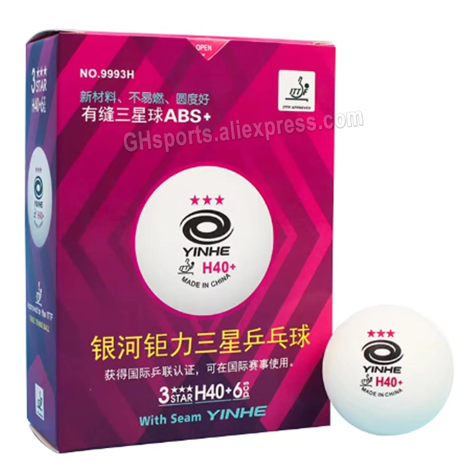

Original YINHE Galaxy 3-Star Table Tennis Balls with Seams H40+ White Poly Ping Pong Balls