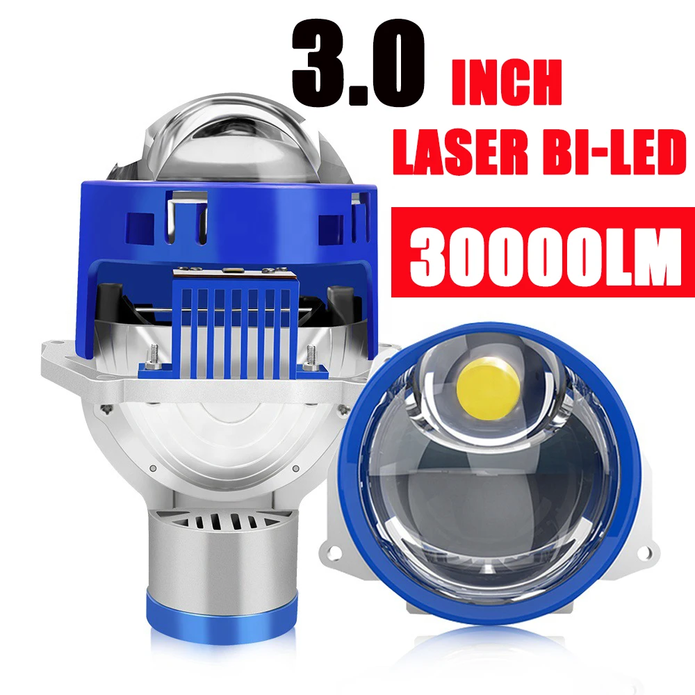 

3.0 Inch Laser Bi LED Projector Lenses Car Headlights 12V 6000K H4 H7 9006 Bulbs 30000LM High Low Beam Auto Retrofit Headlamps