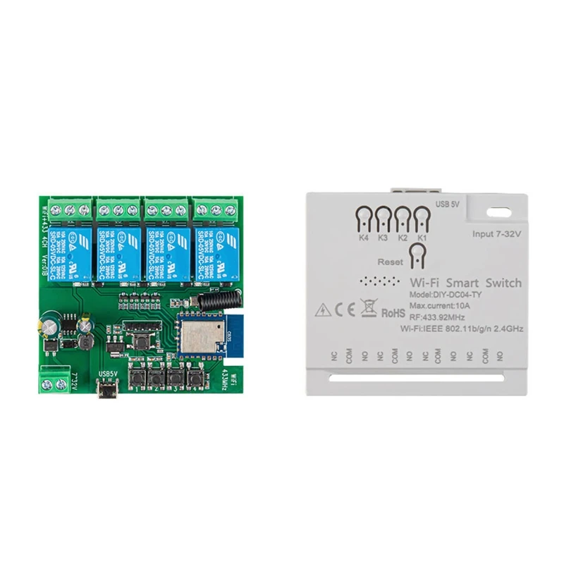 

4CH Tuya Wi-Fi переключатель Wi-Fi DIY таймер 7-32 В 5 В 2,4G Wi-Fi Smartlife модуль домашней автоматизации для IFTT Alexa Google Home