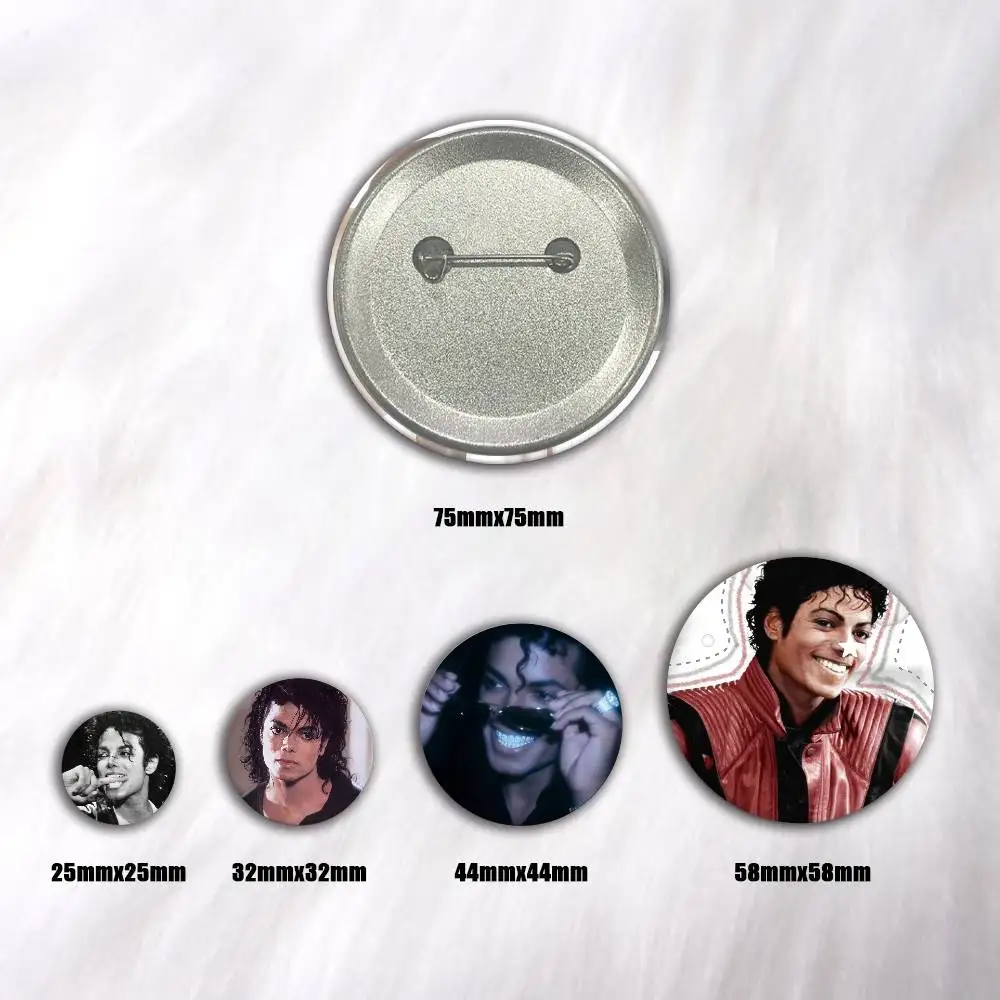 Michael J-Jackson 75x75 25x25 mm Cartoon Round Brooches on Backpack Shirt Accessories Jewelry Badge Gift for Friends
