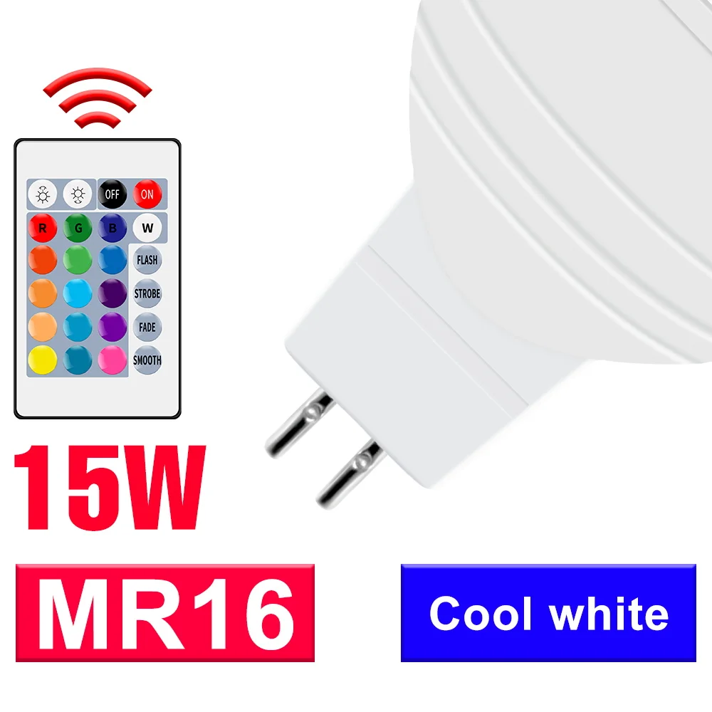 15W LED RGB Gloeilamp E27 Plafondlamp 220V E14 Kroonluchter Lampen GU10 Spots MR16 110V Voor Thuis party Kerstversiering