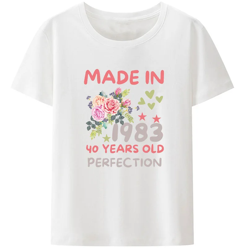 T-shirt da donna realizzata nel 1973 fiori 49 anni 50 anni regalo di compleanno della moglie fiori stampati t-shirt con motivo Casual Top