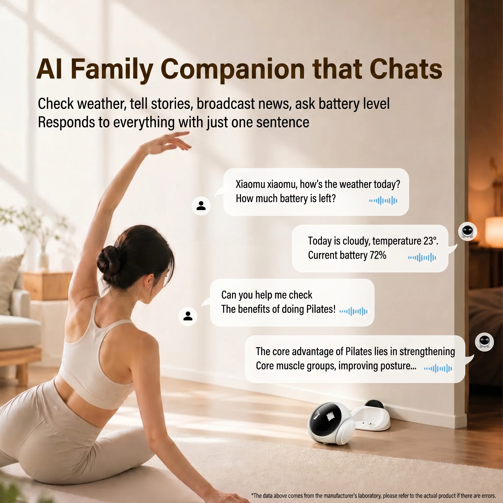 Famue Smart Child Care Robot with Pet Monitoring & Elderly Companion, APP Remote Control, 2-Way Voice Call, Motion Detection