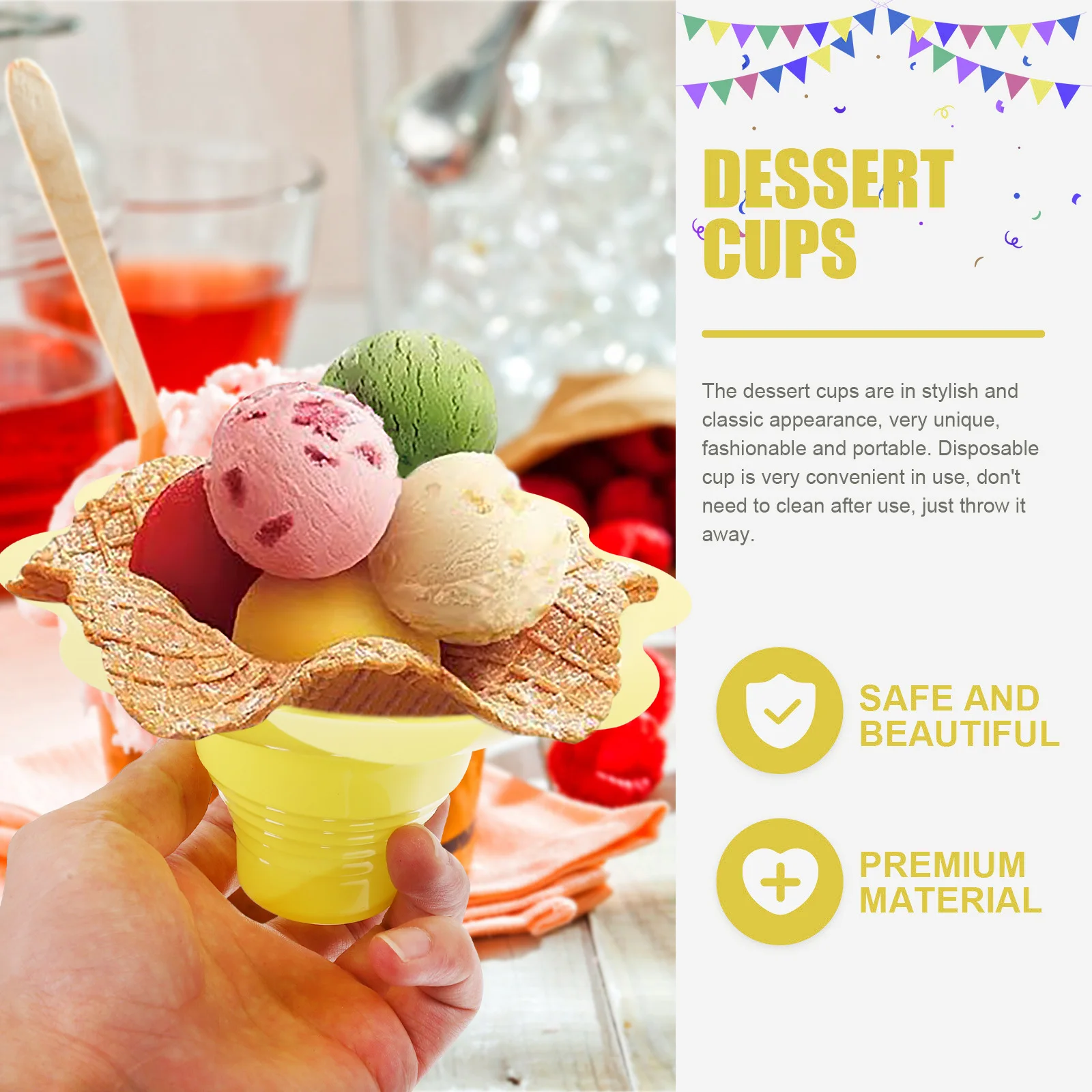 

50pcs Cups Cream Dessert Containers Creative Ice Cream Holders Snacks Pudding Packaging Water Ice Portable Smoothie