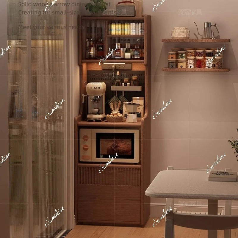 Small apartment, medieval narrow and high dining edge, floor-to-ceiling solid wood storage high cabinet, storage
