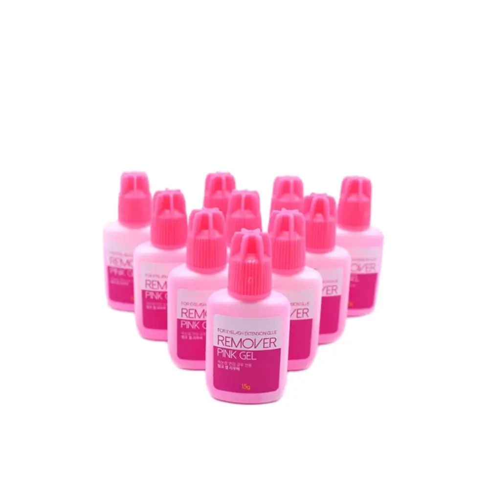 5Bottles Korea Pink Gel Remover For Eyelash and Eyebrow Extensions Glue 15g No Irritation False Lashes Fast Remover Clear Tools