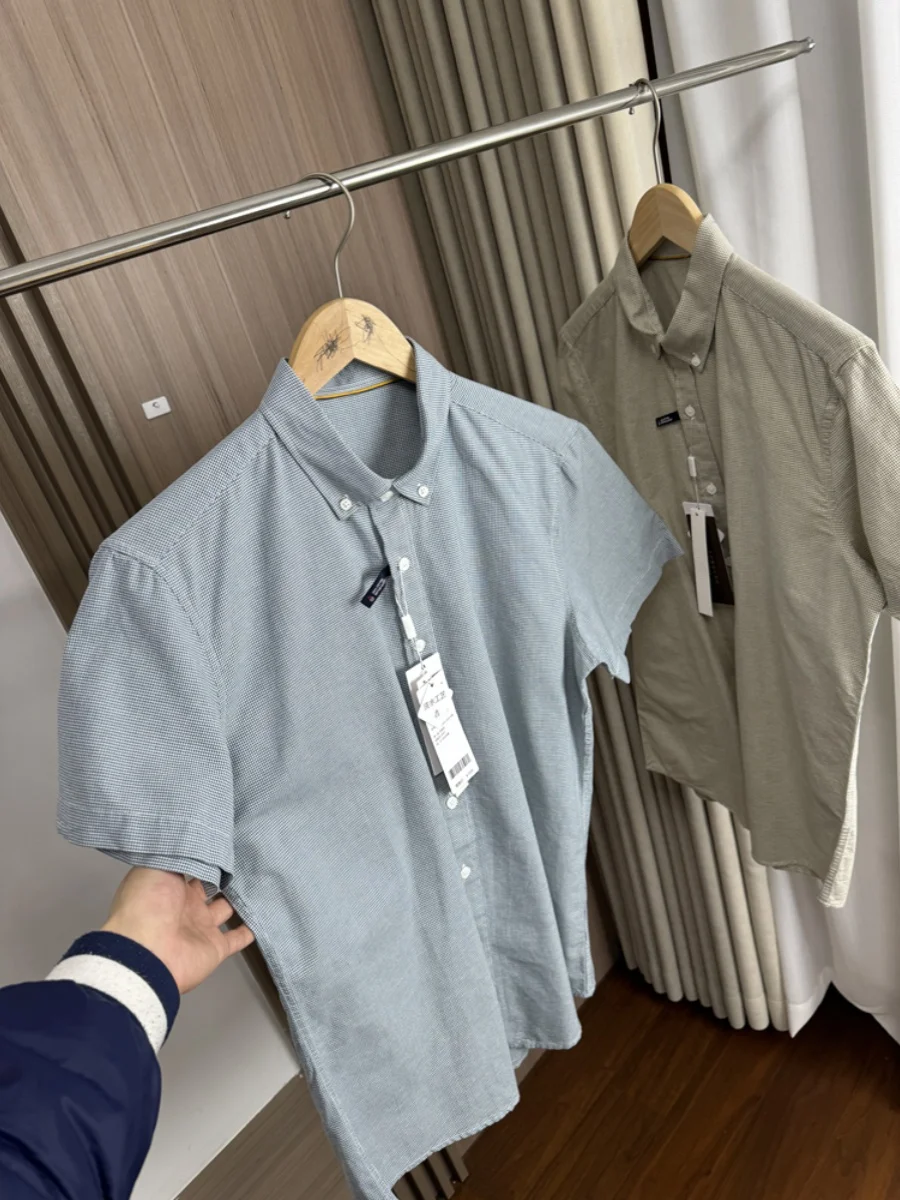 

Летняя мужская ткань Ox irt Cheered ort Sve Повседневная универсальная одежда Stand Fit Busin с зауженной отделкой