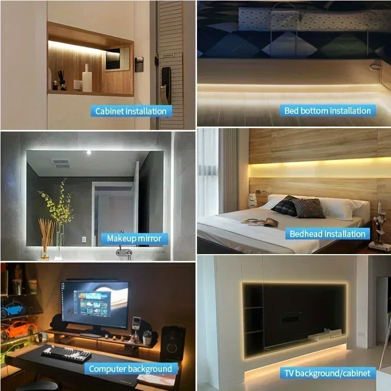 Bande lumineuse LED COB USB 5V, bande Flexible haute densité, rétro-éclairage à intensité variable, pour salon, chambre à coucher, décoration d'armoire de cuisine