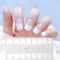 1Pcs 화이트 프렌치 UV 반 경화 젤 네일 랩 스티커 풀 커버 오래 지속되는 젤 경화 슬라이더 데칼 경화 프리 네일 익스텐션