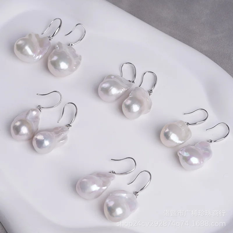 

S925 silver needle Baroque bead matching earrings Natural freshwater pearls Elegant retro style