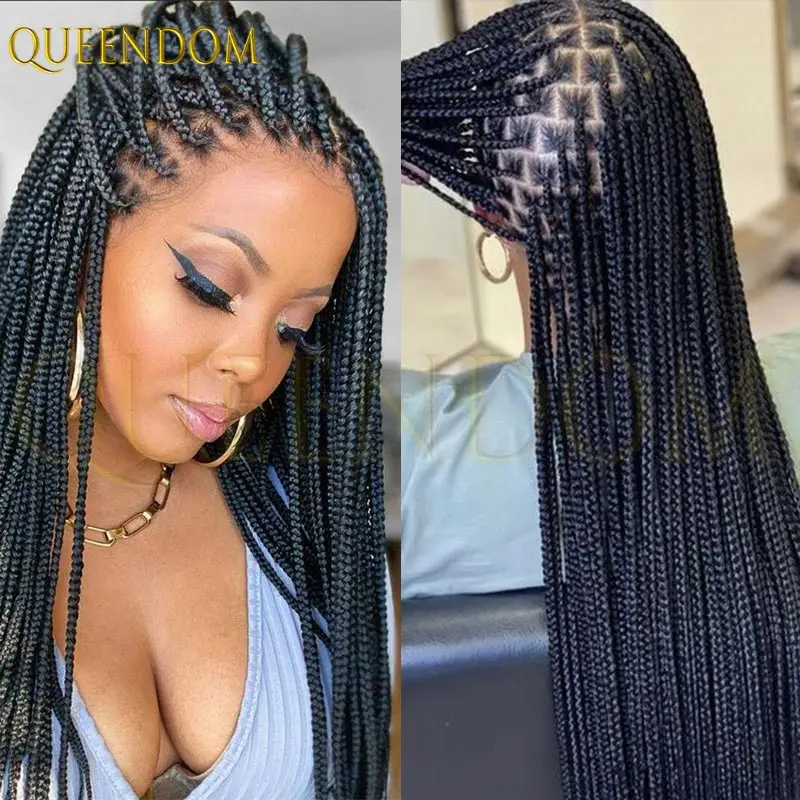 

36'' Synthetic Long Cornrows Box Braided Wigs Full Lace Front Wig for Black Women Straight Lace Front Braiding Hair Locs Wig