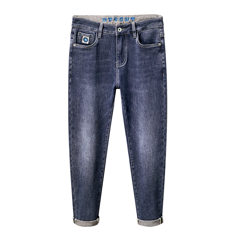 Jeans coupe couvertes pour hommes, petit pantalon droit brodé, pantalon long respirant polyvalent, carillon délavé, design chinois de rue simple