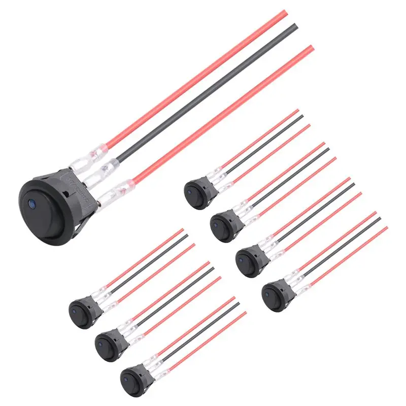 Customer Favorite 8PCS 12V 20A Round Blue Toggle LED Rocker Switch On-Off Control SPST 3Pins For 12V Car Truck Boat With 24PCS W
