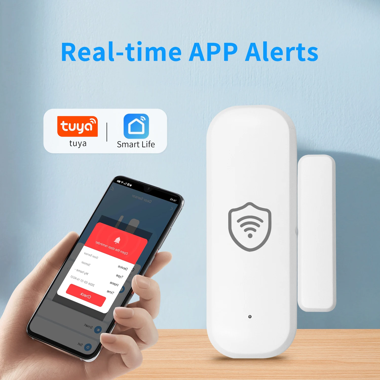 Tuya WiFi Zigbee Door Window Sensor Detector Anti-Theft Smart Life App Notifications Remote Control Supports Alexa And Google