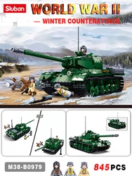 Sluban military IS-2 Heavy Tank model building block WW2 army soldier children's toy building bricks 845pcs