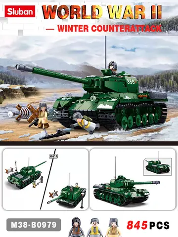 Sluban military IS-2 Heavy Tank model building block WW2 army soldier children's toy building bricks 845pcs