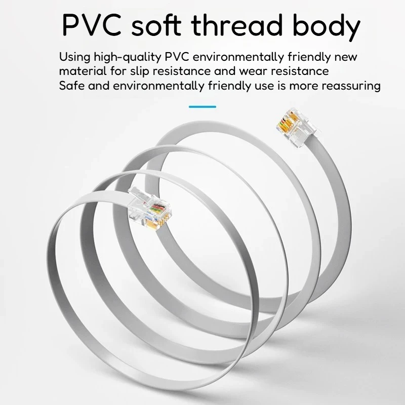 6P6C RJ11 Flat Data Cord 8P8C 4P4C Pure Copper 4/6/8 Core Multi Strand 485 Signal Cable PVC Telephone Line Customization