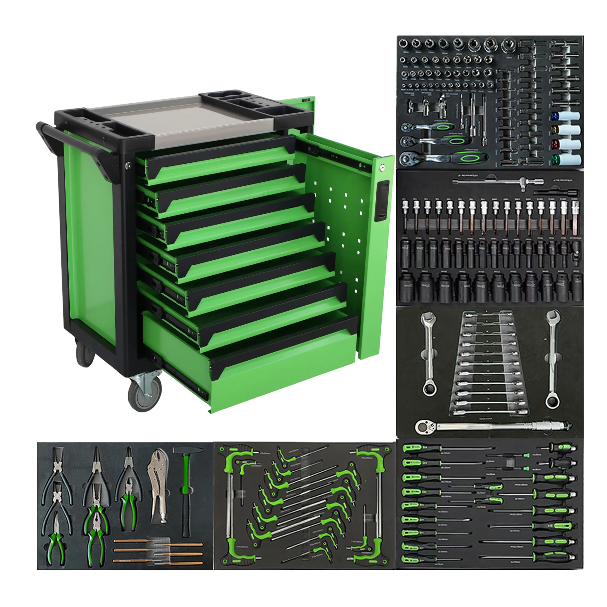 

Автомобильный ремонт, нержавеющая сталь, тяжелая загрузка, тележка для хранения инструментов, новый дизайн, 200 шт., наборы инструментов для механика, коробка, тележка