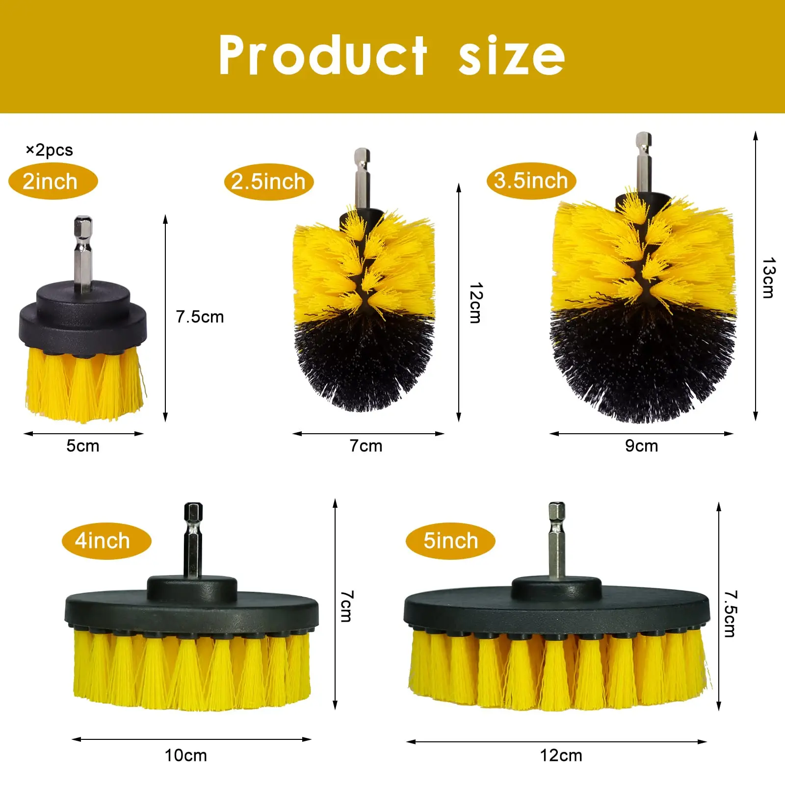 7-teiliges Bohrbürsten-Set - Bohrbürsten-Reinigungsset Power Scrubber Bürste zur Reinigung mit Verlängerungsaufsatz – Detail 6