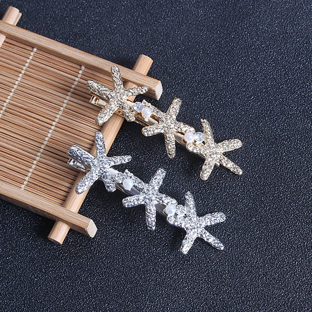 

4 Pcs Hair for Women Pearl Star Hairpin Girl Accessories Barrettes Headgear Women's Girls