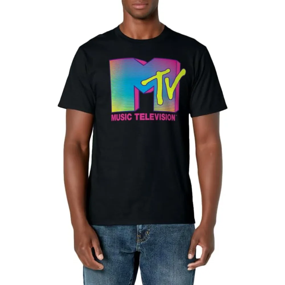 MTV Fluorescent Music Television Logo 100% COTTON T-Shirt Sweat Shirt T-shirt for A Boy Print Shirt for Male Tee for Men